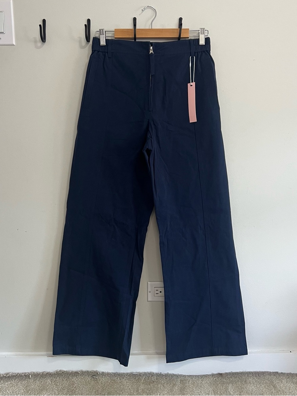 NWT Wide Leg Navy Pants Minimalist High Waisted Lagenlook Career Summer